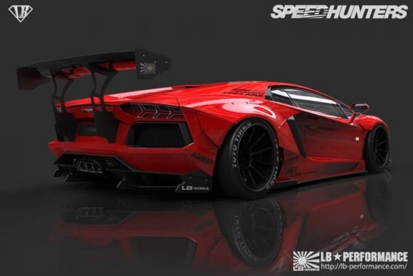 L'imposant aileron de la Lamborghini Aventador signé Liberty Walk 