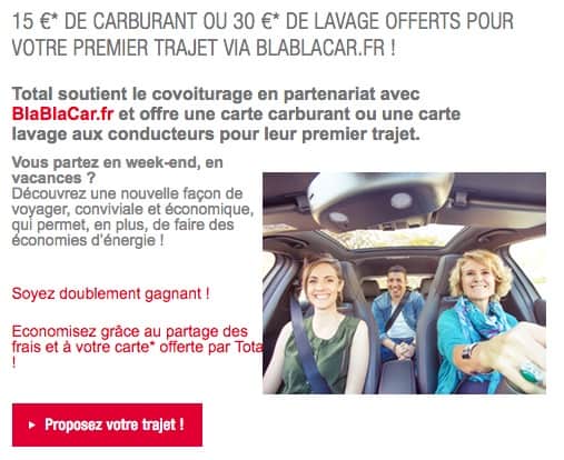 Opération en cours chez Total, en partenariat avec Blablacar